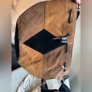 free people tovey brown suede bucket bag handmade